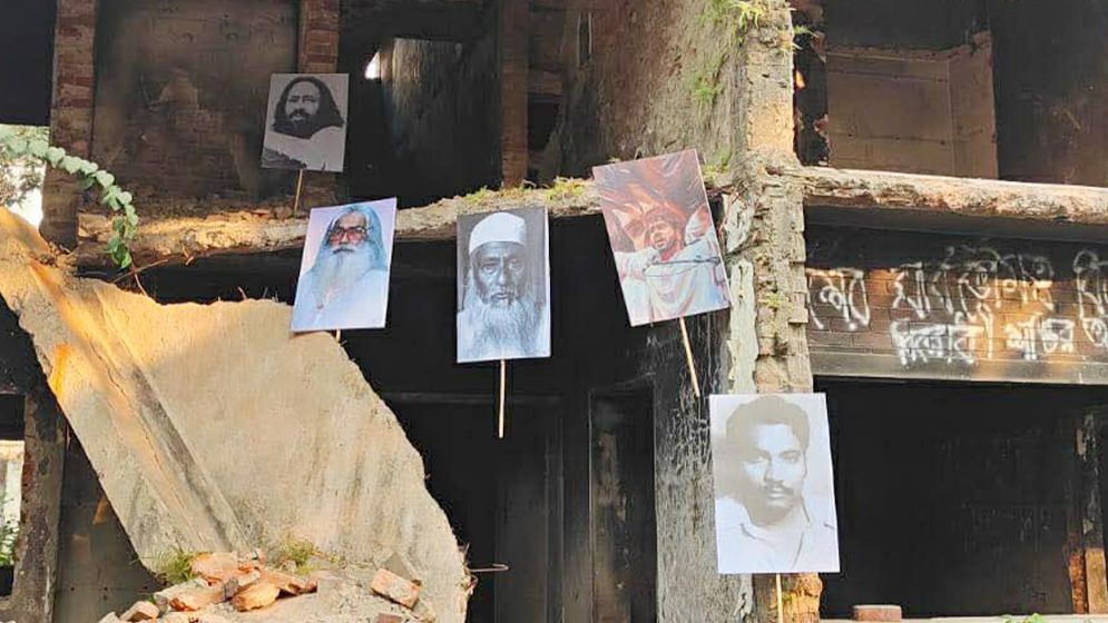 ধানমন্ডি ৩২-এ ভাসানী, হাদি, সিরাজুল আলম, সিরাজ শিকদার, মেজর জলিলের ছবি
