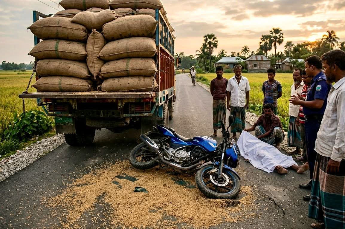 গাইবান্ধায় ধান বোঝাই ট্রাকের ধাক্কায় মোটরসাইকেল আরোহী নিহত