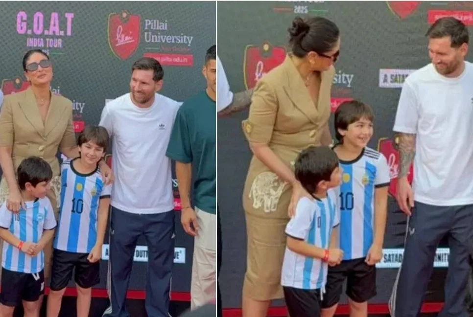 পুত্রদের নিয়ে কারিনার মেসি-দর্শন ।