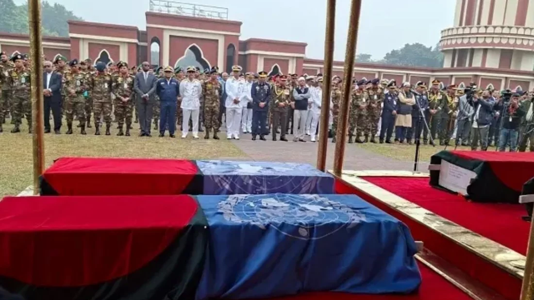 সুদানে নিহত ৬ শান্তিরক্ষী সেনার জানাজা সম্পন্ন