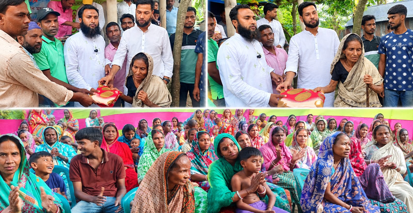 সাঘাটায় সনাতন ধর্মাবলম্বী নারীদের মাঝে ফ্রেশ বাজার লিমিটেডের শাড়ি বিতরণ