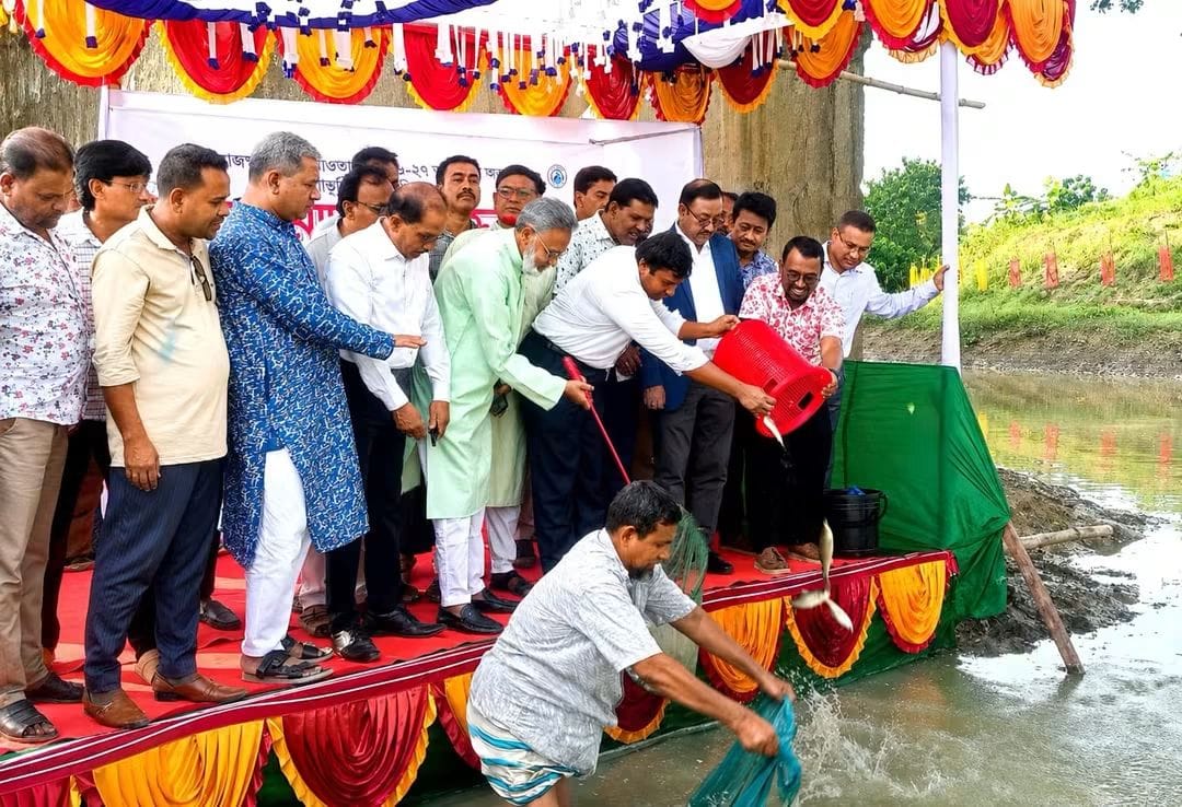 ভালুকায় পোনামাছ  অবমুক্ত