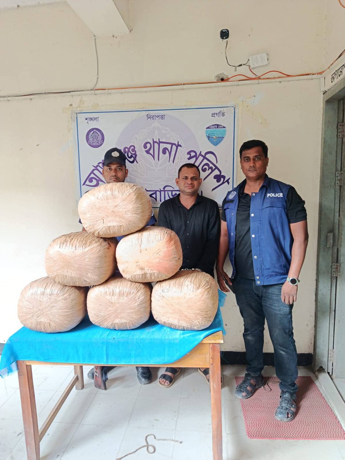 আশুগঞ্জে বিপুল পরিমান গাঁজা উদ্ধার, প্রাইভেটকারসহ ০১ মাদক কারবারী গ্রেফতার