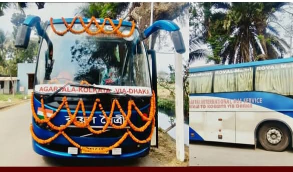 দীর্ঘ দেড় বছর বন্ধ থাকার পর আবারও চালু হলো ঢাকা–আগরতলা–কলকাতা বাস